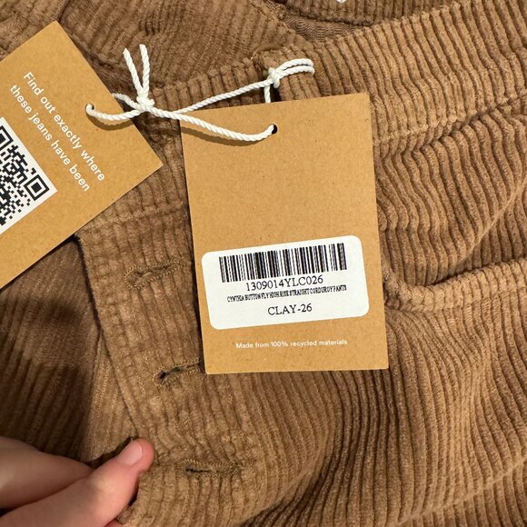 Reformation Corduroy Pants Light Brown Button Fly Jesse Pant Womens Size 26 - Picture 6 of 8